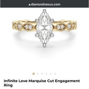 Diamond Nexus 14kYG “Infinite Love” 3/4ct center Marquise NEW IN BOX Sz6.75